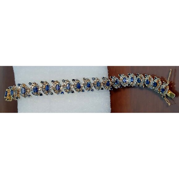 Sapphire Diamond 14k Yellow Gold Unique Heirloom Bracelet - Picture 3 of 9